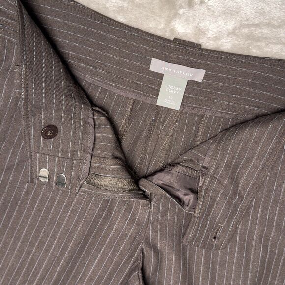 Ann Taylor Lindsay Curvy Fit Brown Mocha Pinstripe Dress Pants Womens 10 Y2K - Picture 13 of 13